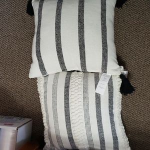 Set of 2 black and white accent pillows